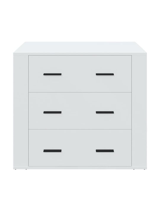 Wooden Chest of Drawers with 3 Drawers White 80x33x70cm