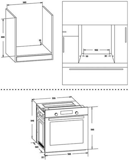 Thermogatz TGS 5511 BL Rustic Erdgas-Einbauofen 54Es B60cm.