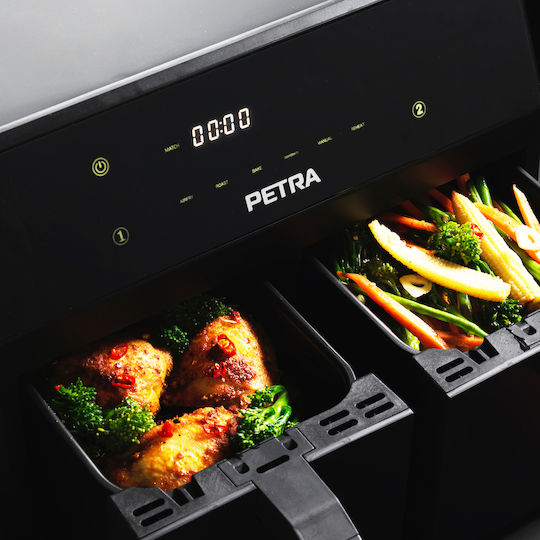 Petra Dual Air Pro Air Fryer με Διπλό Αποσπώμενο Κάδο 7.4lt Μαύρο