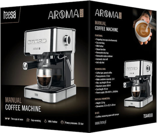 Teesa Aroma 450 Automatic Espresso Machine 850W Pressure 15bar Silver
