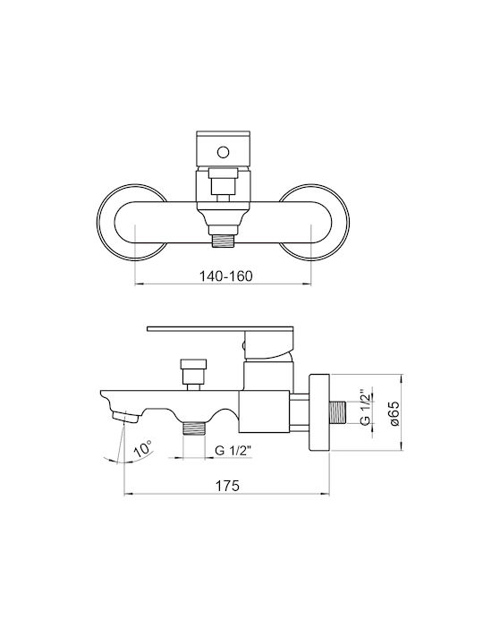 GPD MS-6110212 Mixing Bathtub Shower Faucet Gold