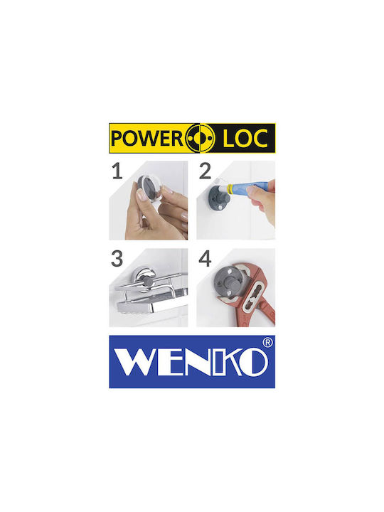 Wenko Power Loc Single Bathroom Hook With Screws 4x1.5cm Black