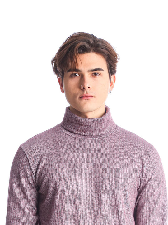 Paco & Co Men's Long Sleeve Blouse Turtleneck Purple