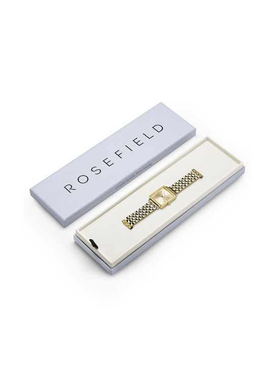 Rosefield The Boxy XS Watch with Yellow Metal Bracelet