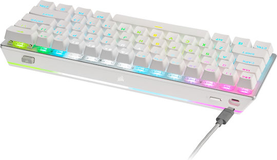 Corsair K70 RGB Pro Mini Ασύρματο Gaming Μηχανικό Πληκτρολόγιο 60% με Cherry MX Red διακόπτες και RGB φωτισμό (Αγγλικό US) Λευκό