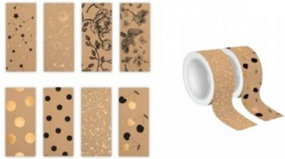 interDRUK Bandă Autoadezivă pentru Decor Kraft Washi Bandă adezivă decorativă 15mmx5m 304070