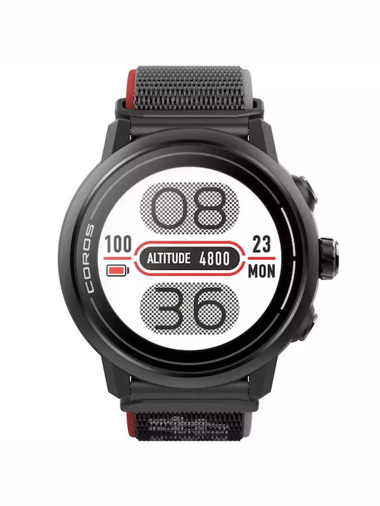 Coros Apex2 Titanium 43mm Αδιάβροχο Smartwatch με Παλμογράφο (Μαύρο)