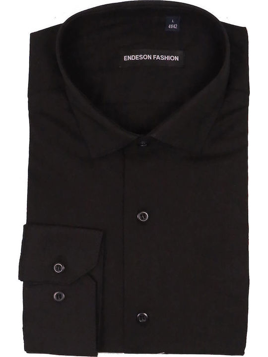 Long-sleeved Cotton Shirt Black