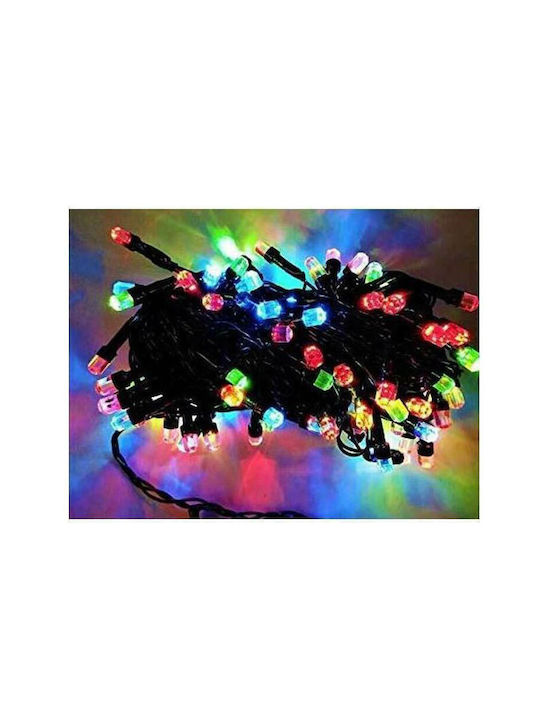 100 Light Bulb LED Colorful In String with Black Cable