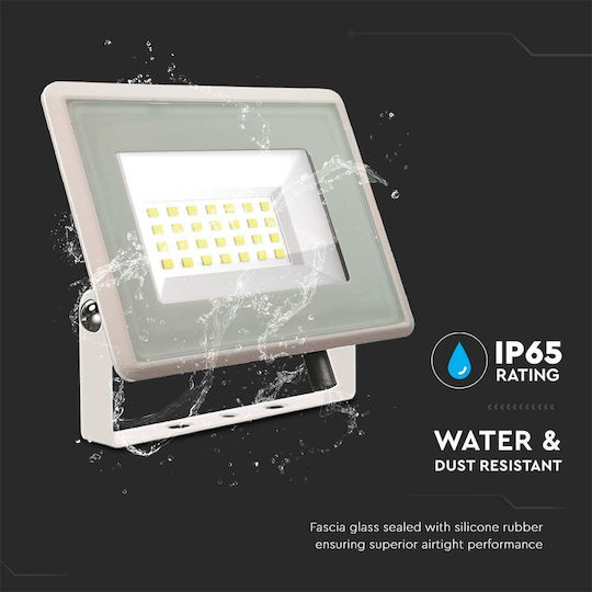 V-TAC F-Class Waterproof LED Floodlight 20W Natural White 4000K IP65