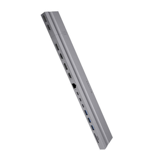 Targus HD156-GL Docking Station with USB-C / Dual USB-C HDMI/DisplayPort 4K PD Ethernet and 3 Monitor Connection Silver