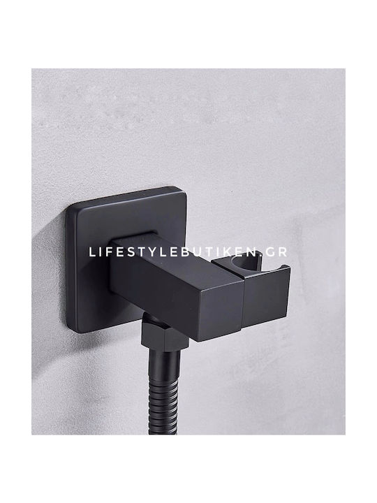 Naron Built-in Mixer, Hand Shower & Shower Head Set for Shower 3 Exits Black