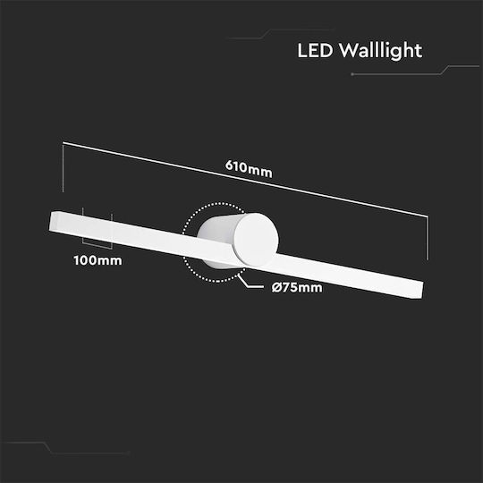 V-TAC Wandmontierte Außenleuchte LED IP65 10W mit Warmweiß Licht 61x10x7.5εκ.