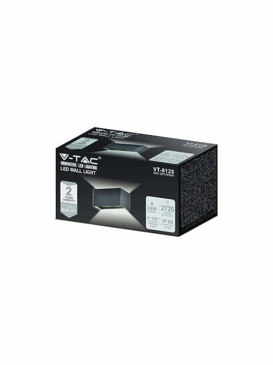 V-TAC Wall-Mounted Outdoor Ceiling Light LED IP65 24W with Natural White Light Double Beam 20x10x10εκ.