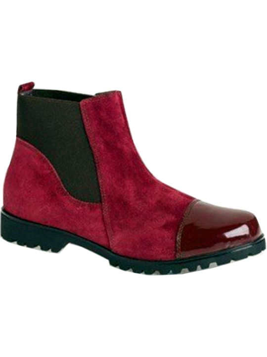 Level Anatomic 07-416 Women's Patent Leather Chelsea Boots Burgundy