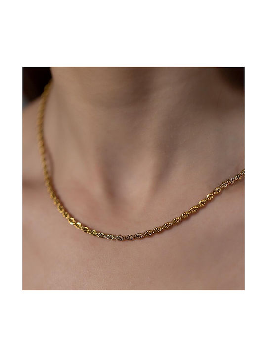 Twisted Neck Chain made of Steel in Gold color