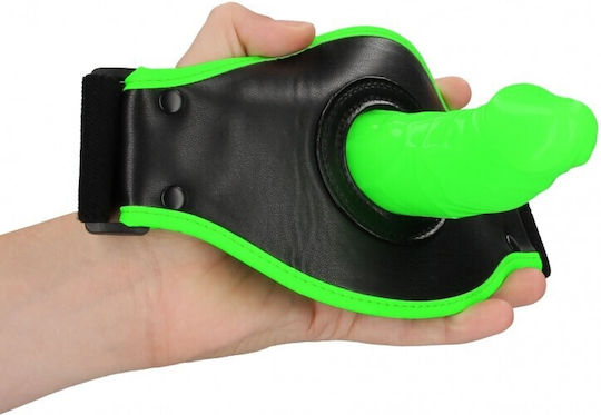 Shots Ouch Thigh Glow In The Dark Harness with Dildo in Green Color