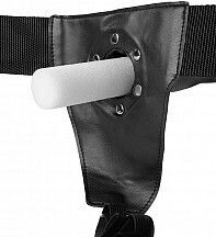 Shots Ouch Ribbed Hollow Glow In The Dark Harness με Dildo 21cm σε Πράσινο Χρώμα