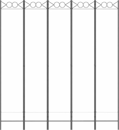 vidaXL Dekorativer Raumteiler Stoff mit 5 Paneelen White 200x220cm