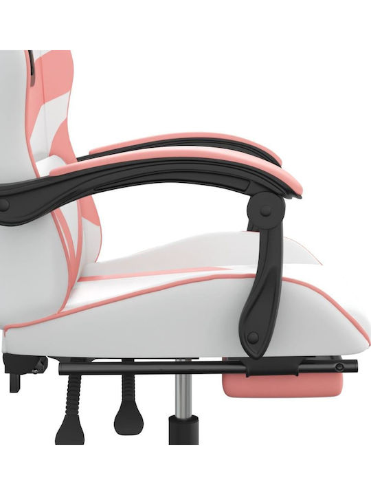 vidaXL 349564 Καρέκλα Gaming Δερματίνης με Υποπόδιο Λευκό/Ροζ