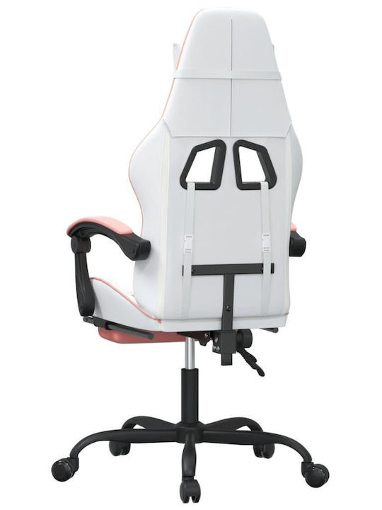 vidaXL 349564 Καρέκλα Gaming Δερματίνης με Υποπόδιο Λευκό/Ροζ