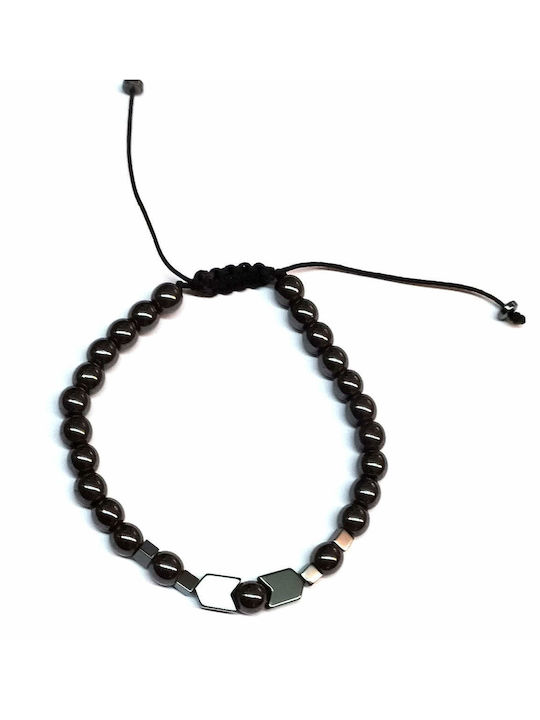 Handmade bracelet with hematite and the eye of the panther, long and short