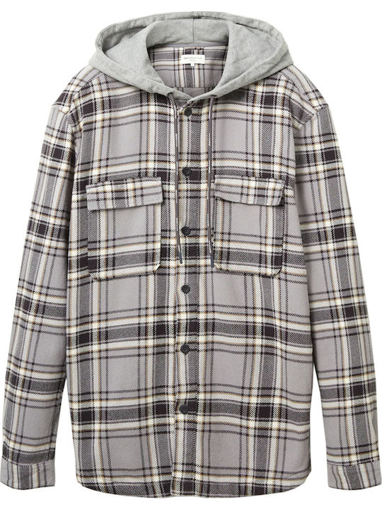 Μακρυμάνικo Overshirt Καρό Γκρι