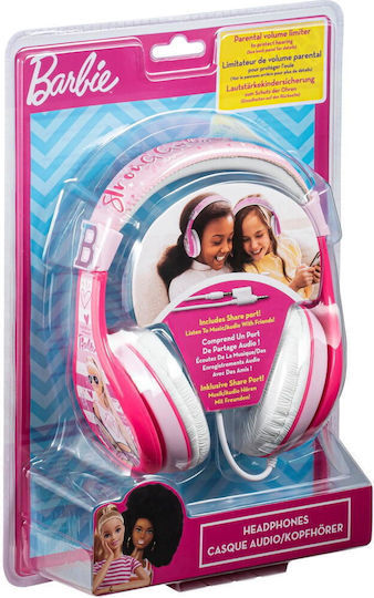 eKids Barbie Жични Over Ear Слушалки White / Pink