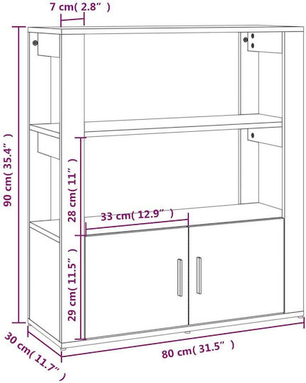 Bibliothek Grau Sonoma 80x30x90cm