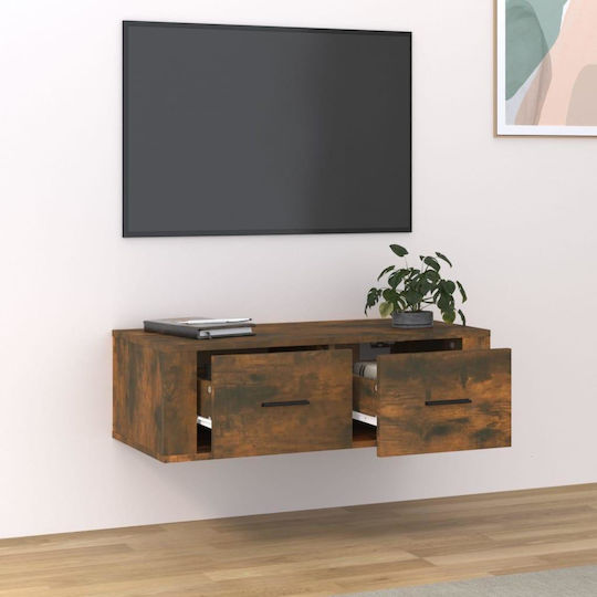 Wall Living Room Cabinet Made of Particle Board Smoked Oak 80x36x25cm