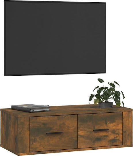 Wall Living Room Cabinet Made of Particle Board Smoked Oak 80x36x25cm