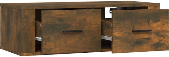 Wall Living Room Cabinet Made of Particle Board Smoked Oak 80x36x25cm