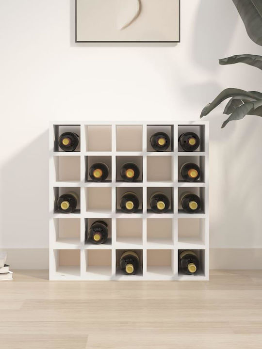 vidaXL Freistehend Flaschenhalter Hölzernes für 25 Flaschen White 56x25x56εκ.