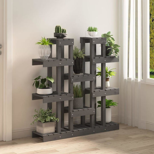vidaXL Blumentopf-Regal Holz Grau 104.5cmx25cmx109.5cmcm.