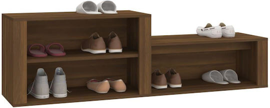 Wooden Shoe Organizer with 2 Shelves Yellow 150x35x45cm