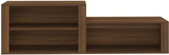 Wooden Shoe Organizer with 2 Shelves Yellow 150x35x45cm