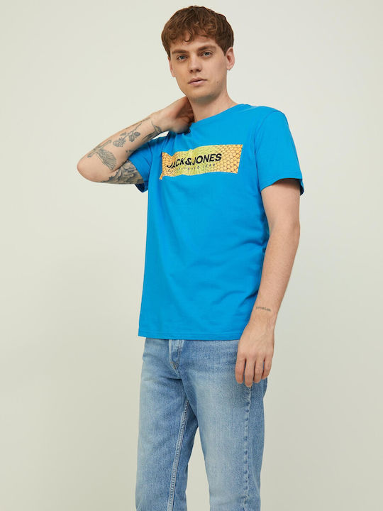 Jack & Jones T-shirt Bărbătesc cu Mânecă Scurtă Albastru