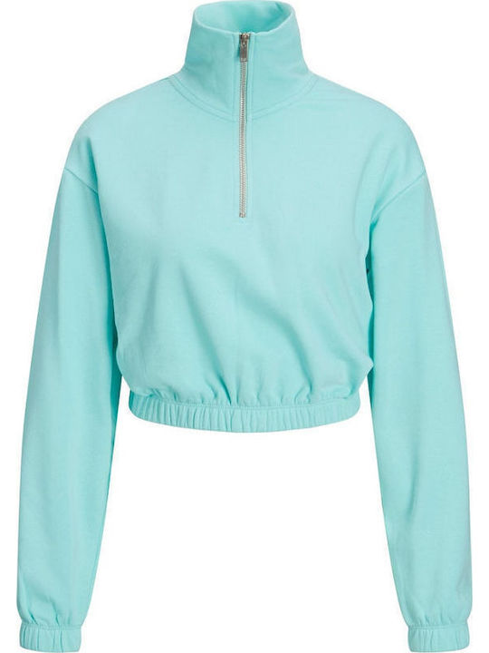 Women's Athletic Crop Top Long Sleeve Turquoise