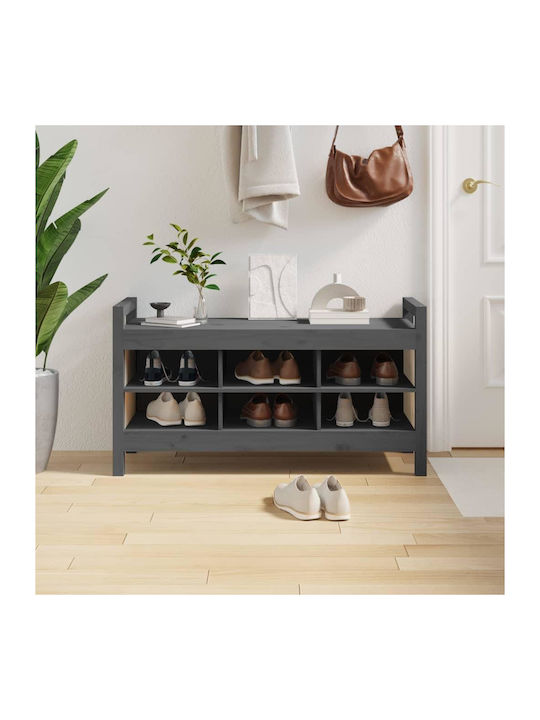 Shoe Organizer with 2 Shelves Gray 110x40x60cm