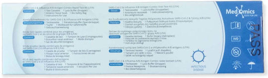 Medomics Sars-CoV-2 & Influenza A/B Combo 1Stück Selbsttest auf Covid und Grippe Antigene