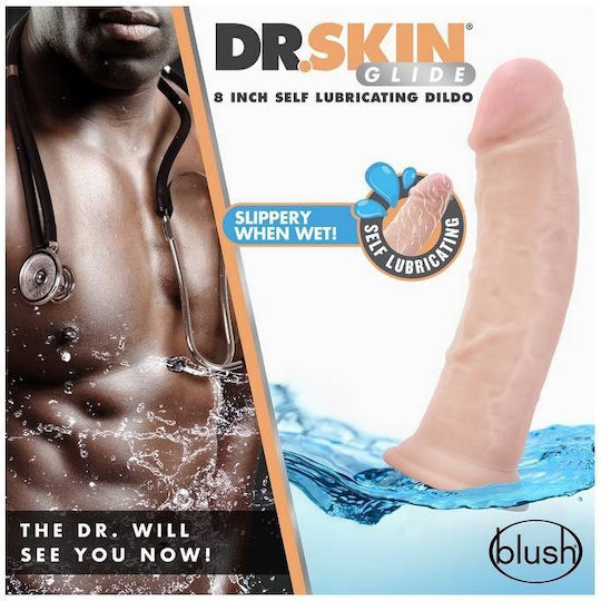 Dr. Skin Glide Self Lubricating Ρεαλιστικό Dildo με Βεντούζα Vanilla 20cm