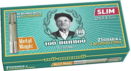 Tou Pappou Pipe de Țigară Metal Magic Slim 6mm Verde 21 Bucăți