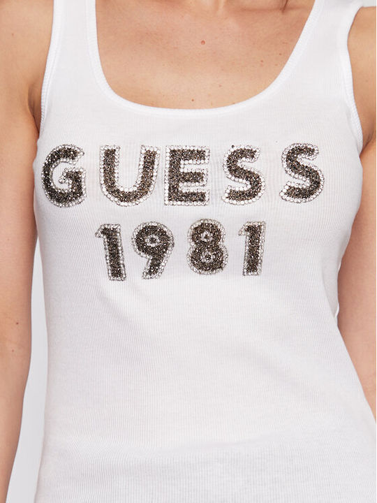 Guess Damen Sommer Bluse Baumwolle Ärmellos Weiß