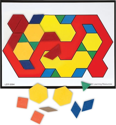 Learning Resources Joc de construcție din lemn Pattern Block pentru copii de 2++ ani