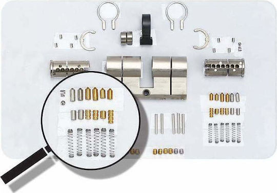 Hugo Locks Lock Cylinder Security GR 3.5S 80mm (35-45) with 5 Keys Silver