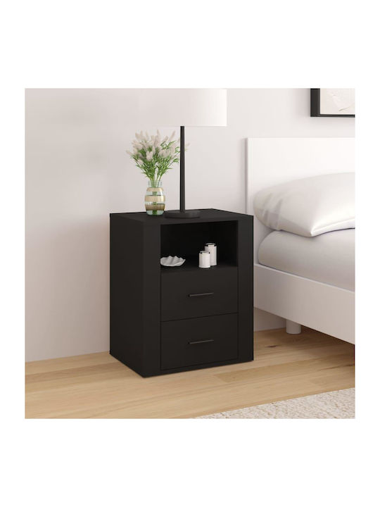 Wooden Bedside Table Black 50x36x60cm