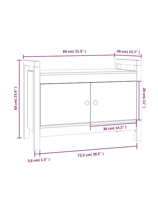 Entry Furniture with Shoe Rack & Bench Honey Brown 80x40x60cm