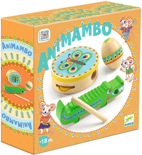 Djeco Set Lemn Tamburină Maracă și Răzuitor pentru 1.5+ Ani