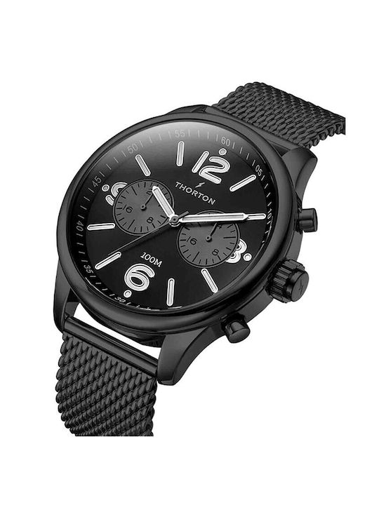 Thorton Ragnar II Watch Chronograph Battery with Black Metal Bracelet