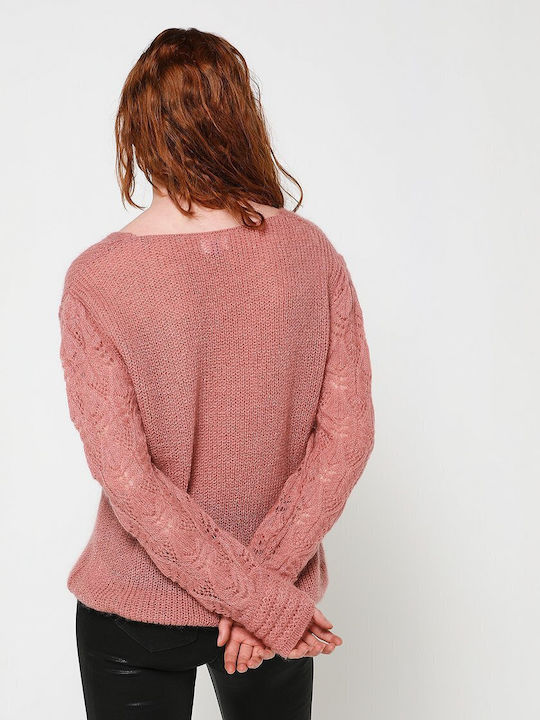 Knitted blouse V - Pink